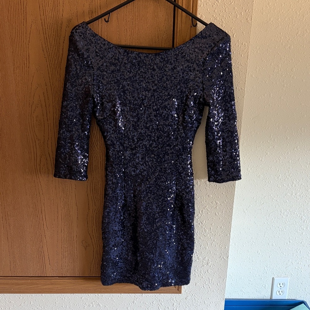 Lulu's Midnight Blue Sequin Mini Dress